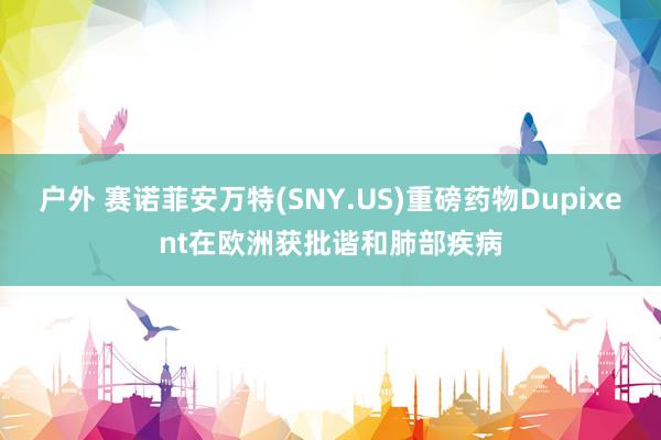 户外 赛诺菲安万特(SNY.US)重磅药物Dupixent在欧洲获批谐和肺部疾病