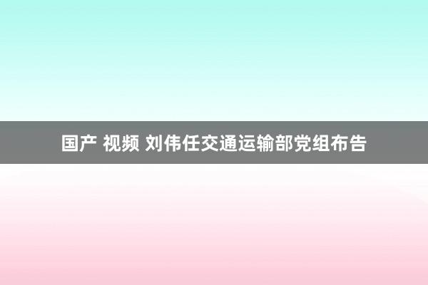 国产 视频 刘伟任交通运输部党组布告